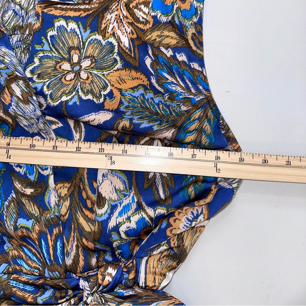 Anthropologie Drew Midi Wrap Dress Sz L Floral Collared Bohemian Resort Office - Picture 10 of 15